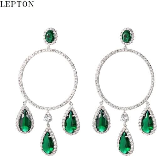 Fashion AAA cubic zirconia earrings for womens round dangle earring waterdrop green stones drop earrings womens accessaries
