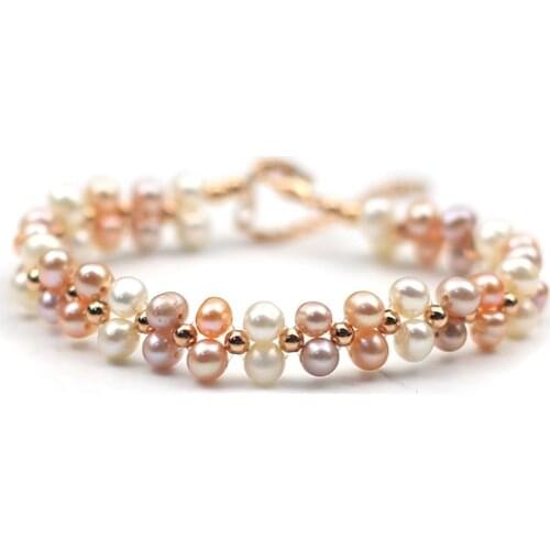 MADALENA SARARA 4-5mm A+ Freshwater Pearl Beaded Making Girls Bracelet Wholesale