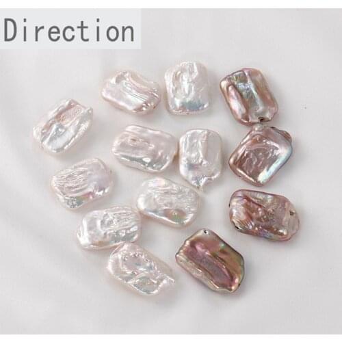 Natural color Baroque rectangle symphony straight hole freshwater pearl DIY handmade earring bracelet accessories material 1PCS