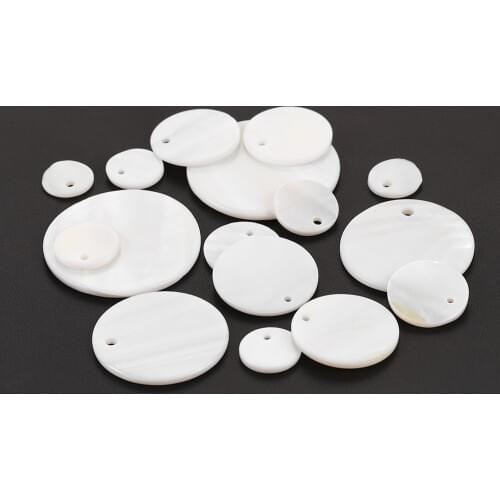 10-30pcs White Round Natural Shell Pendant For DIY Necklace Pendant Eariing Bracelet Jewelry making Findings Supplies Wholesale