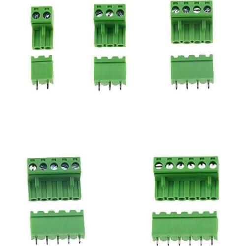 10sets/lot HT5.08 Straight 2 3 4 5 6 pins Terminal plug type 300V 10A 5.08mm pitch PCB connector screw terminal block