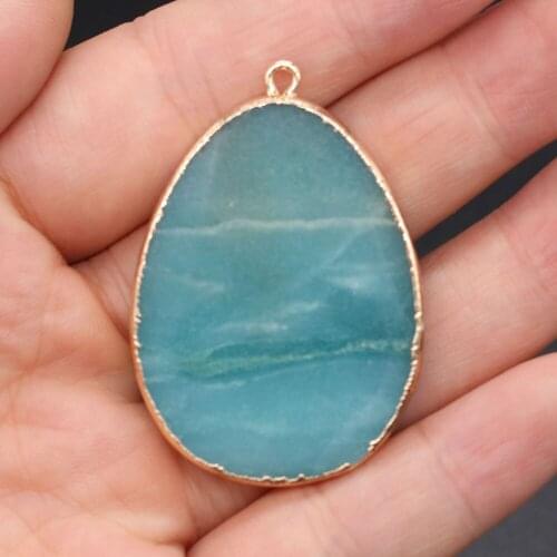 2PC Water Drop Shape Natural Stone Charm Pendant Amazonite for Nacklace Bracelet Accessories Jewelry Making DIY Size 30x40mm