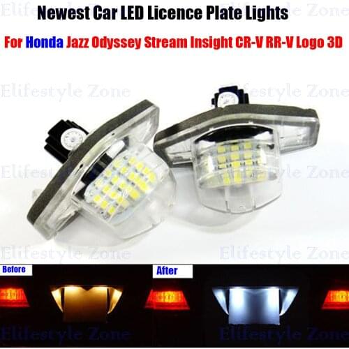 2 x LED Number License Plate Lamps OBC Error Free 18 LED For Honda Jazz Odyssey Stream Insight CR-V FR-V