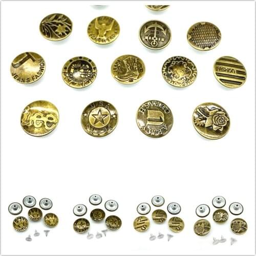 20pcs 20mm Bronze Fashion Metal Jeans Button Shank Button for Garment Pants Sewing Clothes Accseeories Handmade #Ro
