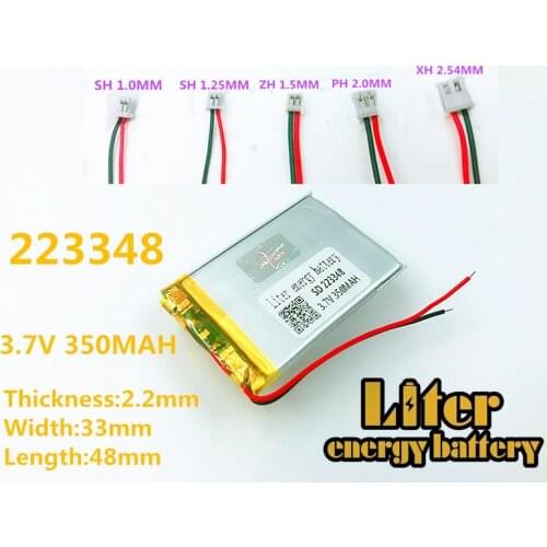 223348 plug 3.7V lithium polymer batteries 223348 350mah MP3 MP4 MP5 small toys GPS rechargeable battery