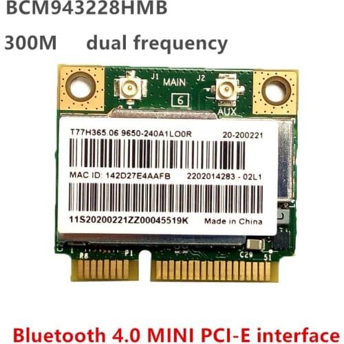 300Mbps 2.4 + 5GHZ BCM943228HMB Bluetooth 4.0 Half Mini Pci-e Wireless WiFi Card For Lenovo ThinkPad E430 E130 E435 E530