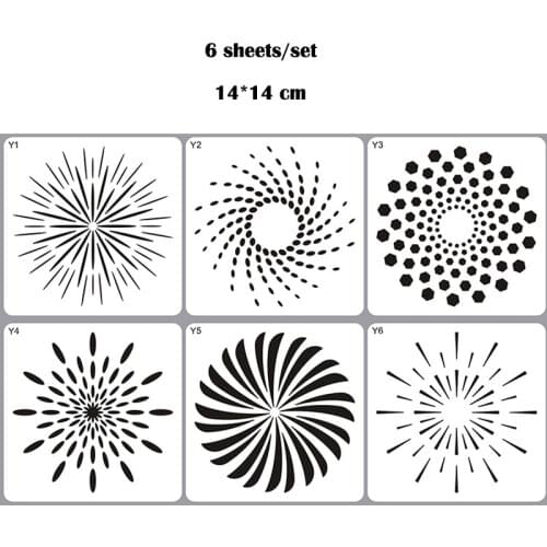 6pc Mandala Painting Template Bullet Journal Stencils DIY Scrapbooking Album Decorative Accessories Drawing Reusable Stationery