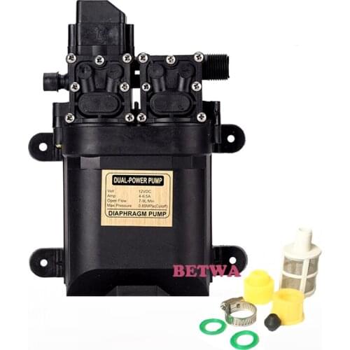 Automatic High Pressure Water Pump 12V Double Head 100W 0.85Mpa Pressure Sprayer Pump 8L/MIN Flow