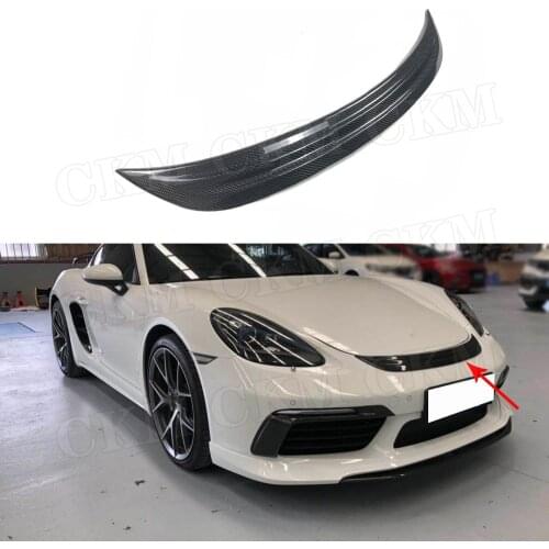 Front Bumper Trim Sticker fit for Porsche 718 Cayman Boxster 2016-2019 Carbon Fiber Engine Hood Vent Grill Cover