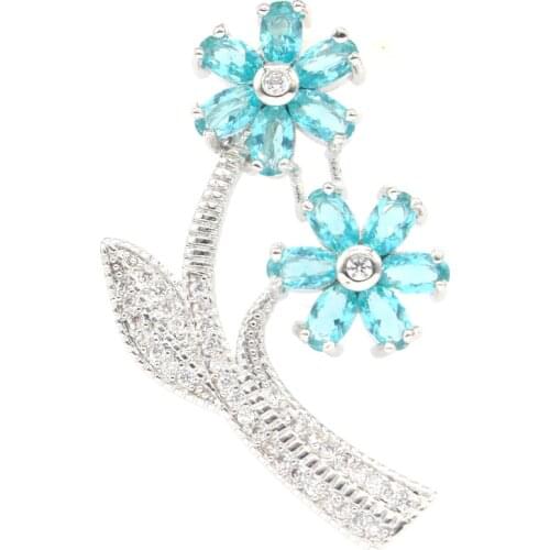 38x33mm Big European Design Insect Created Rhodolite Garnet London Blue Topaz CZ For Ladies Daily Wear Silver Pendant