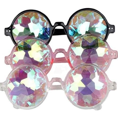 Disco Kaleidoscope Glasses Rainbow Crystal Lenses Prism Diffraction Glass Eye wear holiday punk Goggles Party favors