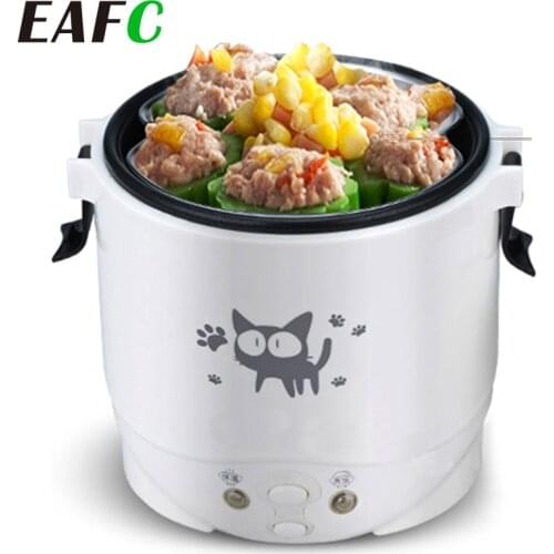 House/Car 1L Electric Mini Rice Cooker Water Food Heater Machine Lunch Box Warmer 2 Persons Cooking Machine for Home Car Truck