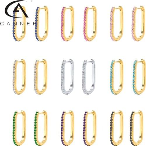 Hot Colorful 925 Sterling Silver Hoop Earrings For Women Round Micro Inlay Earrings Hoops Zircon Diamond Wedding Jewelry Brincos