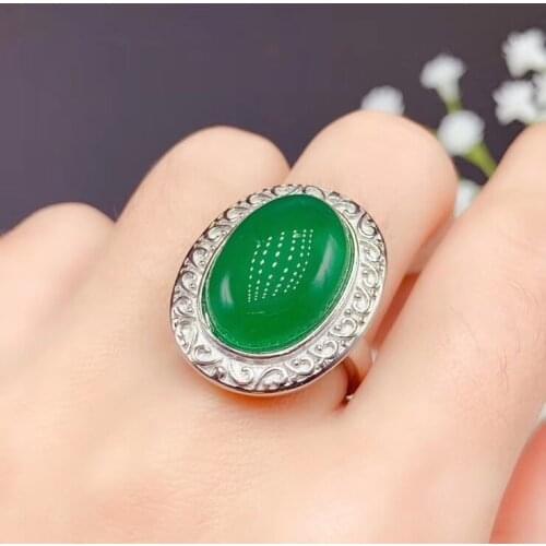 CoLife Jewelry 925 Silver Big Gemstone Ring 13*18 Natural Chalcedony Ring Fashion Silver Gemstone Ring for Daily Wear