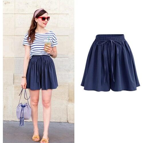 Summer Womens Shorts High Waisted Black Chiffon Shorts Plus Size 6XL Female Elastic Waist Wide Leg Shorts