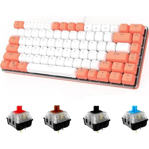 Mechanical Keyboard 87-Key Green Blue Axis Pink Girl Cute Small Portable Game Gaming Mouse Set Laptop Desktop Office Typing