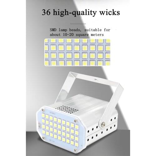 Mini Led Disco Light 36 LED RGB UV White Strobe Light Music Sound Activated Flash Stage Light Christmas Decorations Home