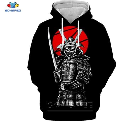 SONSPEE Japan Samurai Hoodie 3D Print Japanese Style Mens Hoodies Vintage Harajuku Long Sleeve Streetwear Casual Pullover Men
