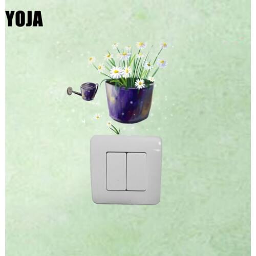 YOJA Switch Sticker Modern European Colorful Flower Pot Plant Fashion Design Modern Wall Decal PVC 13SS0057