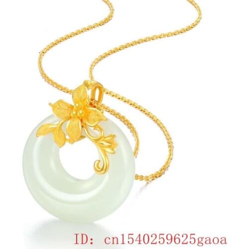 Jade Donuts Pendant Necklace Gifts Chalcedony Carved Natural Agate Women Jewelry Amulet 925 Silver Hetian Charm