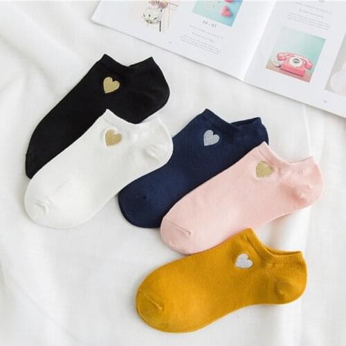 New Products Ladies Daily Life Wild Love Personality Trend Embroidery Non-slip Breathable Cotton Womens Socks