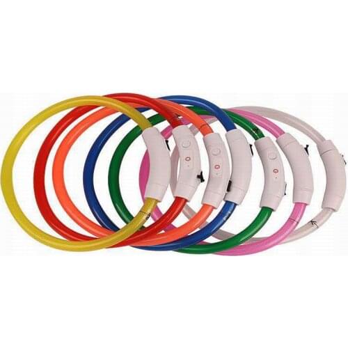 Cut USB Charge Dog Training Collar LED Outdoor Luminous charger Pet Dog Collars light Adjustable 6colors LED flashing dog collar