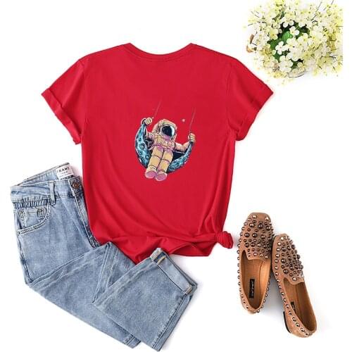 Couple Fashion Popular Loose Printing Creative T-shirt Pullover Short Sleeve Top Short Sleeve Pure cotton Casual Woman Tshirts