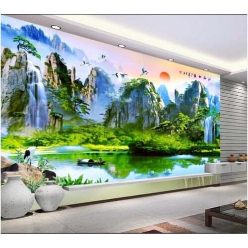 Custom photo wallpaper for walls 3 d rural mural Alpine flowing forest HD TV background wall oil painting style mural wall paper