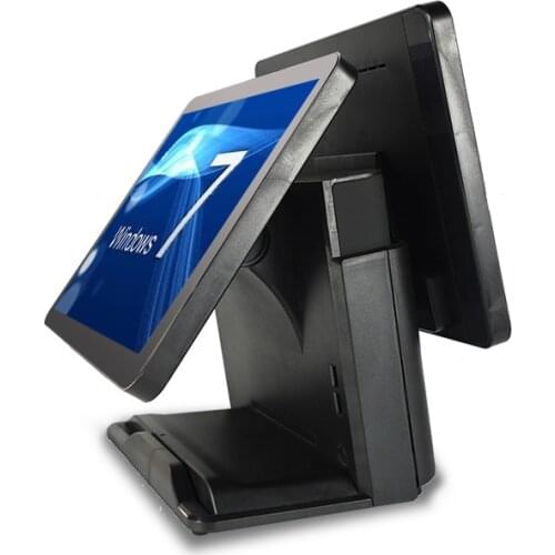 POS machien dual screen black 15+15 inch touch screen POS system for restaurants cash register high quality desktop computer