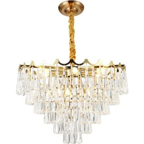 Post-modern Luxurious Water Drop K9 Crystal Gold Iron Led E14 Pendant Light for Living Room Dining Room Bedroom 45/60/80cm 2245