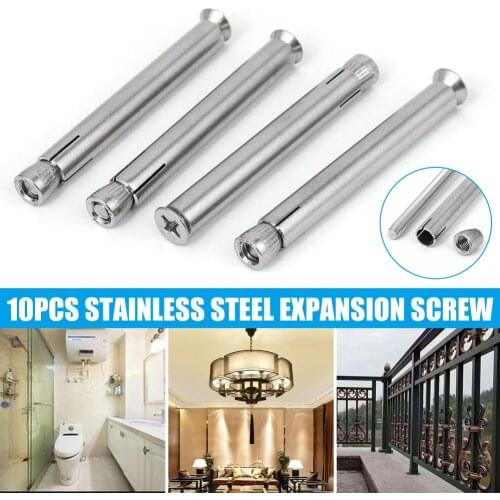 Durable 10pcs M6/M8/M10 Thread Long Countersunk Flat Head Expansion Anchor Bolts Stainless Steel In Stock