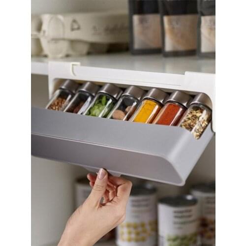 Self-adhesive Spice Rack Hanging Seasoning Jar Spice Rack Wall Mount Spice Jar Holder Condiment Bottle Organizer Kitchen Supplie