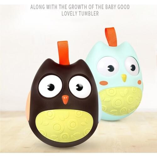 Cute Baby Toys Nodding Moving Eyes Owl Doll Baby Rattles Gifts Baby Roly Poly Tumbler Toy With Bell Toys For Children