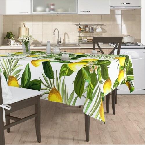 Tablecloth living room kitchen cover runner patterned white lemon leaf patterned micro fabric cover free shipping