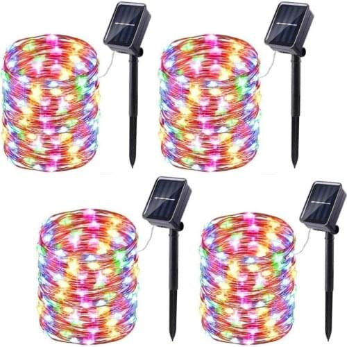 Yohencin 4 pieces Multicolor 10M 100pcs LED Waterproof Solar Decorative for Christmas Parties Garden Solar Fairy Lights Outdoor