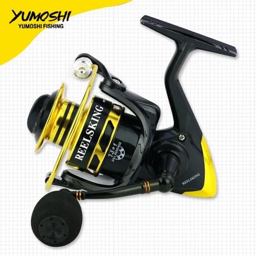 YUMOSHI spinning reel 5.1:1 metal spool CNC rocker Spinning wheel 13+1BB series fishing reel pesca molinete fishing feeder SF