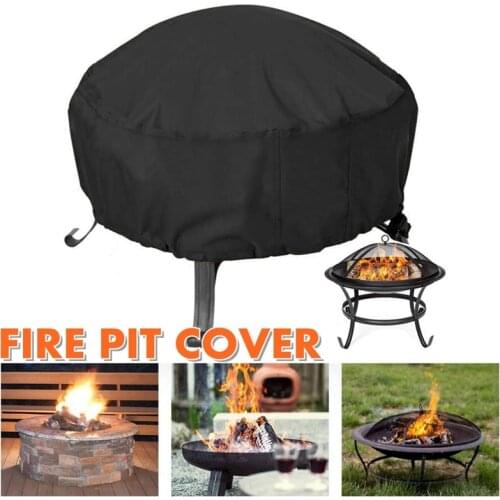 Round Patio Protector Cover Outdoor Waterproof Protective Garden Fire Pit Cover BBQ Cooking Anti Dust
