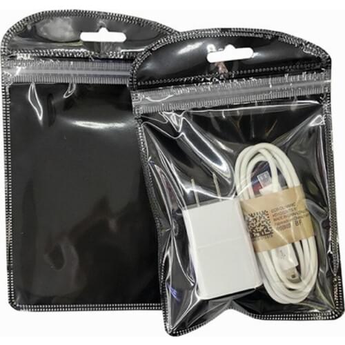 500pcs Small translucent black zipper ziplock bag data line jewelry packing bags with handle