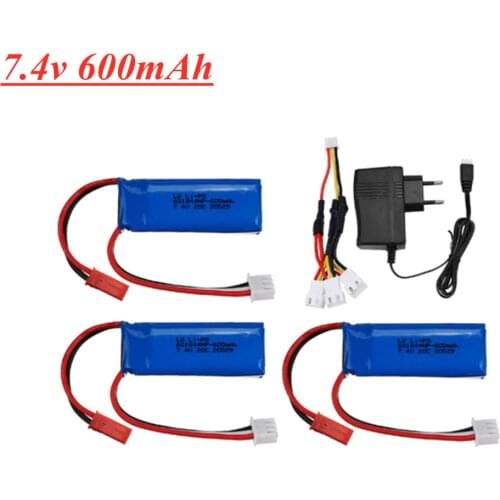 7.4V Lipo Battery for WLtoys K969 K979 K989 K999 P929 P939 RC Car Parts 7.4V 600mAh 601844 Battery Charger Set
