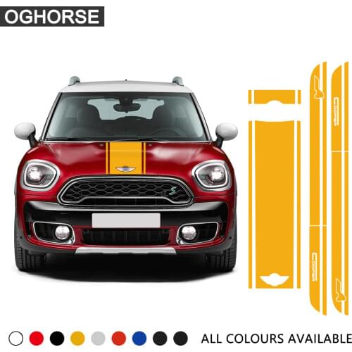 Car Hood Trunk Engine Rear Side Stripes Skirt Body Decal Kit Car Sticker For BMW Mini Cooper All4 Countryman F60 2017-Present
