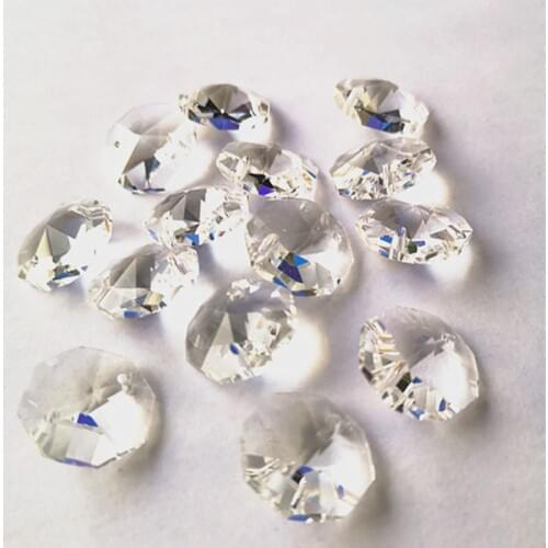 Free Shipping 500pcs/lot 16mm faceted cuts glass octagon beads in 2 holes DIY wedding garland strand beads