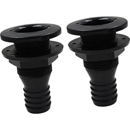 2pcs 1'' Black Plastic Marine Yacht Bilge Pump Thru-Hull Fittings for Boat