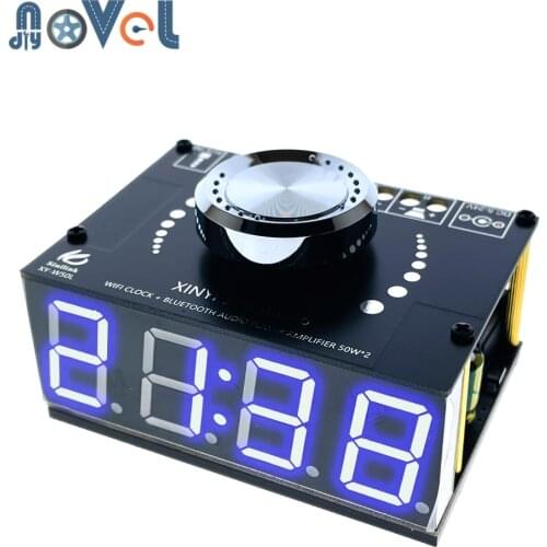 HIFI 50W*2 Stereo Bluetooth 5.0 Digital Power Amplifier Board Module With WIFI Timing Clock XY-W50L With Blue/Green Digital Tube