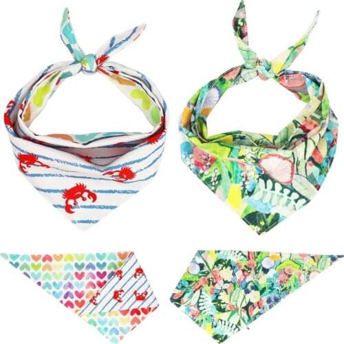 Summer crab Dog Bandana Reversible Bandana Tie on Bandana Dog Scarf Pet Dog Accessory for Gifts