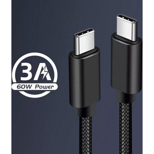 Dual Type C Cable For OnePlus Nord 8 7 Pro 60W 1m/2m long Fast Charging USB-C Cabo For OPPO Reno4 Pro Realme C11 A12 VIVO S7 V17