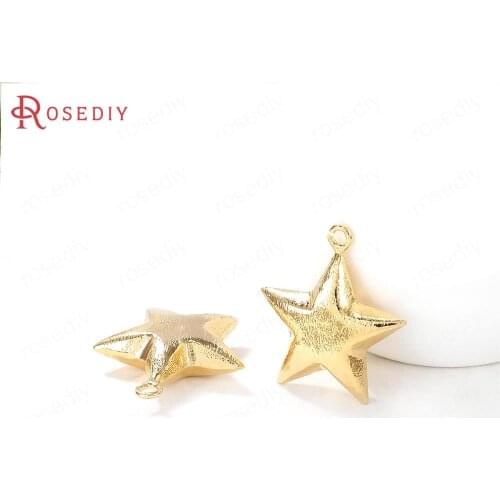 40560)4PCS 27x24MM hole 2MM 24K Gold Color Brass Star shape Charms Pendants Jewelry Making Supplies Diy Findings Accessories