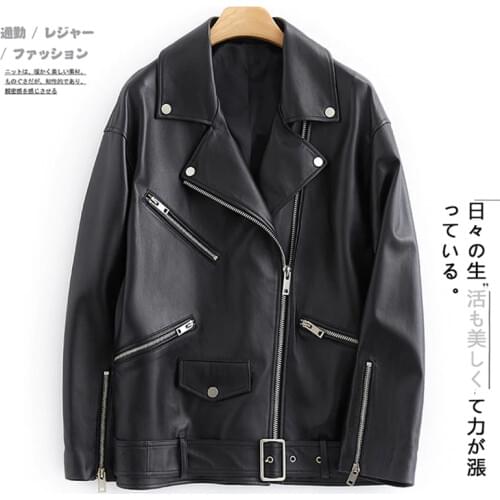 Lautaro Black faux leather biker jacket women drop shoulder long sleeve zipper Plus size motorcycle jacket 5xl 6xl Women clothes