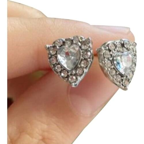 Cute Romantic Female Small Heart Earrings Silver Color Love Party Wedding Earrings Elegant Bride Stud Earrings For Women