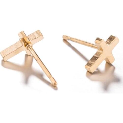 Fashion Simple Small Earrings Jewelry Punk Gold Silver Color Cross Stick Shape Earrings Pendant For Women Men Party Equipment