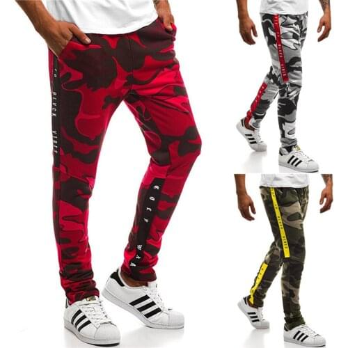 Men’ s Trousers Camouflage Print High Waist Pants Straight-Leg Pants For Spring Fall Army Green/Black White/Red